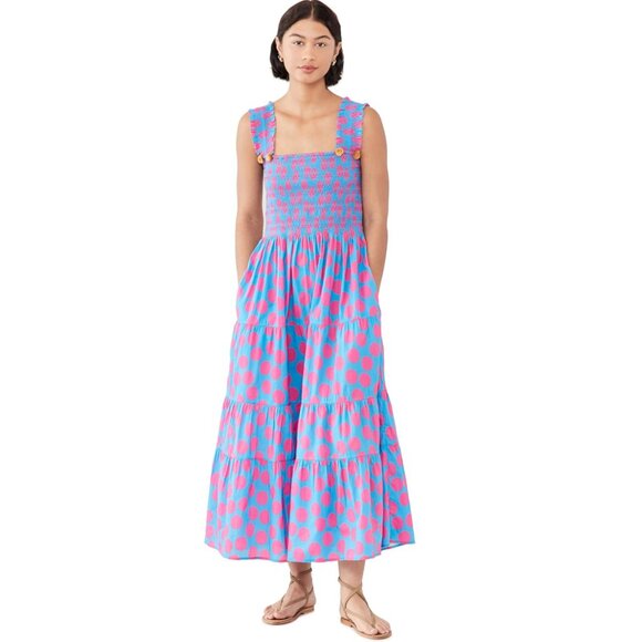 Figue Blue & Pink Polka Dot Maxi Dress - Women's XS / S - Picture 1 of 7